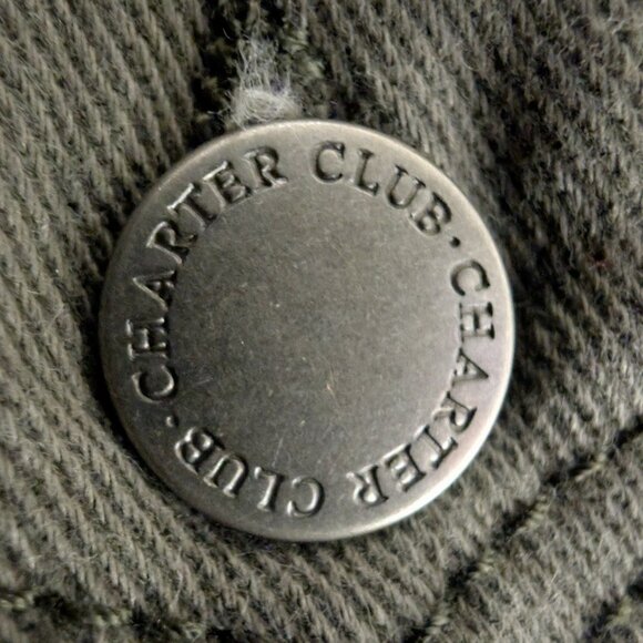 Charter Club Olive Green Cotton Stretch Denim Jacket Utility Chic Size S - Picture 5 of 11